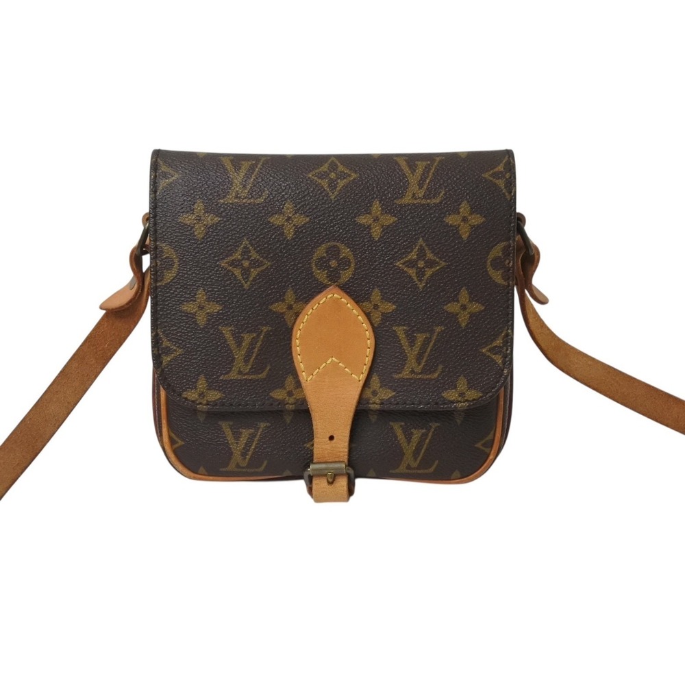Louis Vuitton Monogram Bag Cartouchiere Brown Leather Shoulder